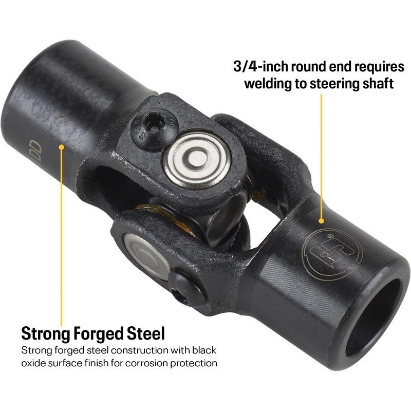 Universal Steering U-Joint, 3/4 Inch Round to 3/4 Inch DD