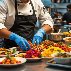 100 Pack –Extra Strong Disposable 12-Inch - Extended Long Cuff Blue Nitrile Examination Gloves - Powder-Free, Latex-Free Food, Medical & Industrial Grade (Large)