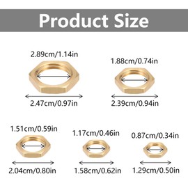 Pack of 20 Brass Hex Nuts, Flange Hexagonal Locking Nuts, Hex Lock Nut in 1/8 1/4 3/8 1/2 3/4 Inch + Teflon Tape for Taps, Bathroom Sanitary Fittings