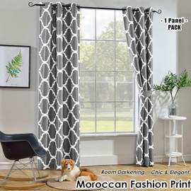 Melodieux Moroccan Fashion Room Darkening Blackout Grommet Curtain for Living Room/Bedroom, 42 by 96 Inch, Grey (1 Panel)