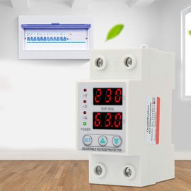 Joyzan Voltage Overvoltage Protector, Single Phase Current Protector Adjustable Switch Dual Led Display Mode Selection Auto Reset Relay Low Power Consumption
