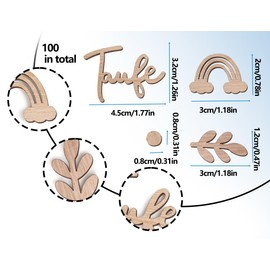 Lhbwhiz Pack of 100 Christening Confetti, Wooden Boy Girl Table Decoration, Baby Shower Birthday Communion Scatter Decoration, Baby Shower Party Rainbow Christening Decoration, Confetti for Crafts,