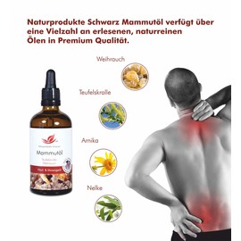 Naturprodukte Schwarz - Mammoth oil - Herbal oil with Devils Claw and Frankincense, 3.52 fl.oz