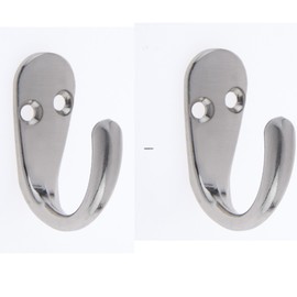 Aretro Single Robe Coat Hooks with Screws, Door & Wall Mountable, Coat, Robe, Clothes Hanger for Bathroom, Bedroom, Living Room, Hallway (1 Pack of 2) (Satin Nickel)