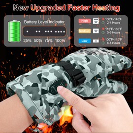 Rechargeable Heated Gloves for Men Women,7.4V Fast Heating Gloves Liners, Hand Warmers Arthritis Gloves, Heater Cold Winter Gloves, Snowmobile Camping Cycling Skiing Hiking Working Gloves Camo M
