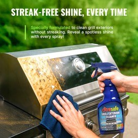 Citrusafe Exterior Grill Cleaner for Outdoor Grill (16 OZ) - Streak Free Clean for Stainless Steel - Safe to use on all Exterior Grills Such as Gas, Flat Top, Charcoal, & Pellet Grills, Smokers