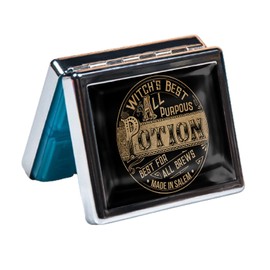 7 Days Chromed Shiny Silver Pill Organizer with Mirror Inside Has 8 Separate Compartments Rectangle Cute Travel Pill Organizer for Purse 7 Days Pill Box Pill Case (Potion)