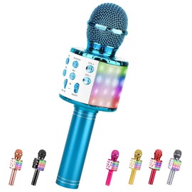 ShinePick Karaoke Microphone, Wireless Bluetooth Microphone Children, Portable 4-in-1 Sing Microphone for Home KTV Karaoke Compatible with iOS Android PC (Red)