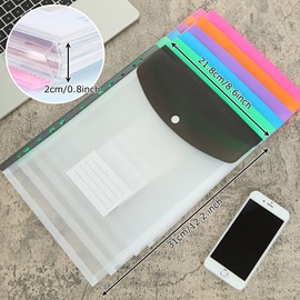 MIVIDE 24PCS Plastic Wallets A4 Punched Pockets, Punched Pockets Wallets A4, Expandable Plastic Document Wallets A4, Coloured Plastic Files Folder A4, Plastic Wallets A4 Ring Binder Office Supplies