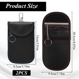 2 Pack Faraday Pouch for Car Keys, 2025 Faraday Bag Car Key RFID Signal Blocking Pouch with Hook Securing Keyring, Waterproof Faraday Bag Key fob Protector, Anti-Theft Signal Blocker, (Blue + Red)