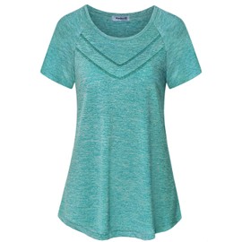 Oversized T Shirts for Women Athletic Short Sleeve Yoga Workout Gym Exercise Plus Size Tops Loose Fit Green