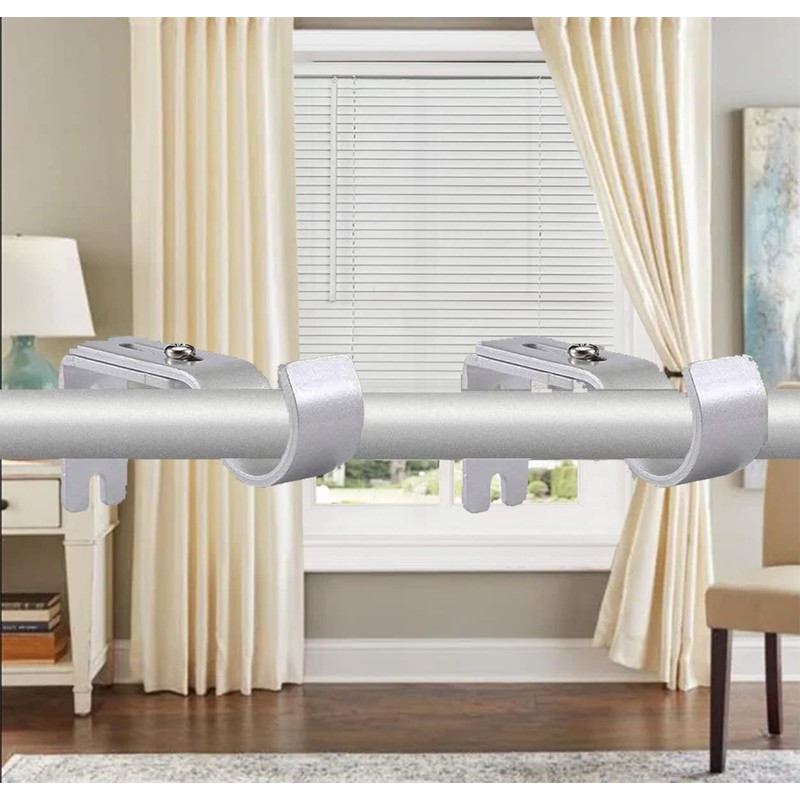 AYSUM Curtain Pole Brackets, 6Pcs Adjustable Curtain Rod Brackets for