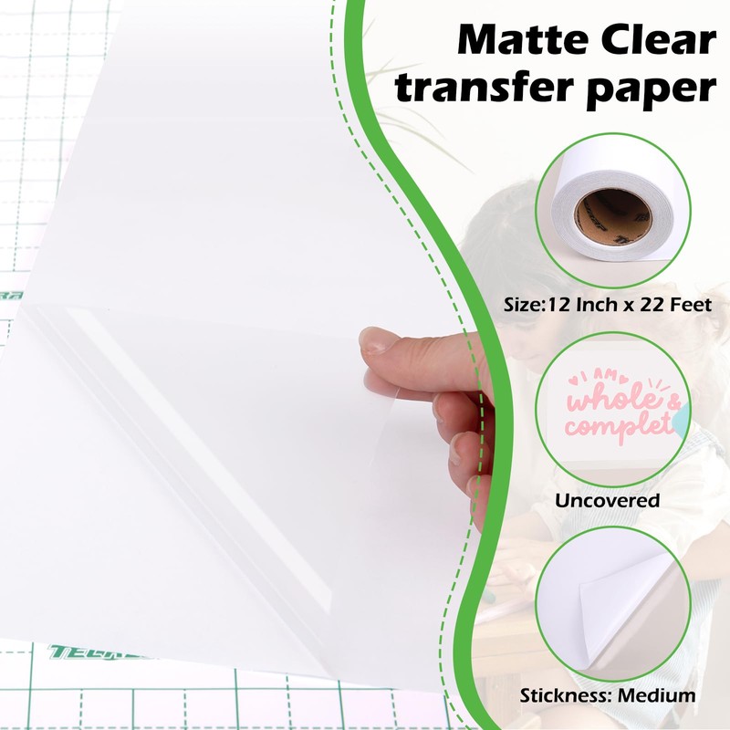 TECKWRAP Clear Transfer Tape for Vinyl, Medium Tack & Adhesive