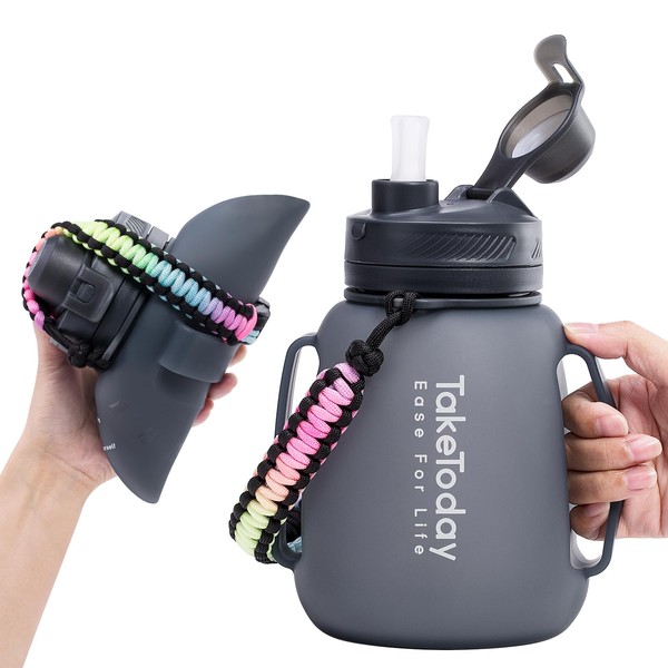 TakeToday Botellas de agua plegables de 40 onzas, botella de