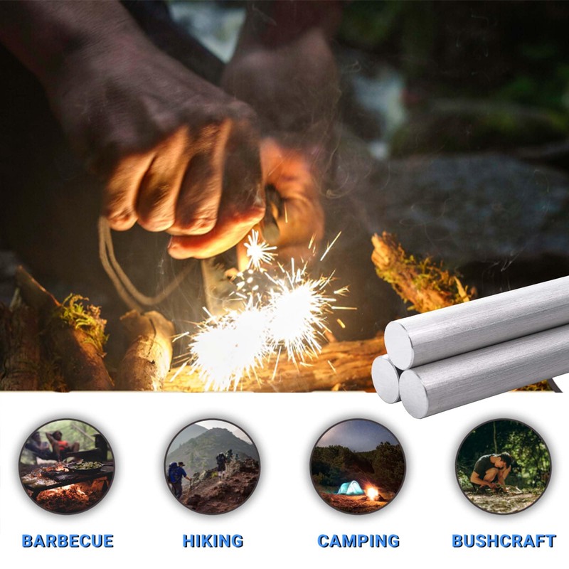 10-Pack 99% Pure Magnesium Fire Starter Rods (3.5x0.63 Inch) Compatible