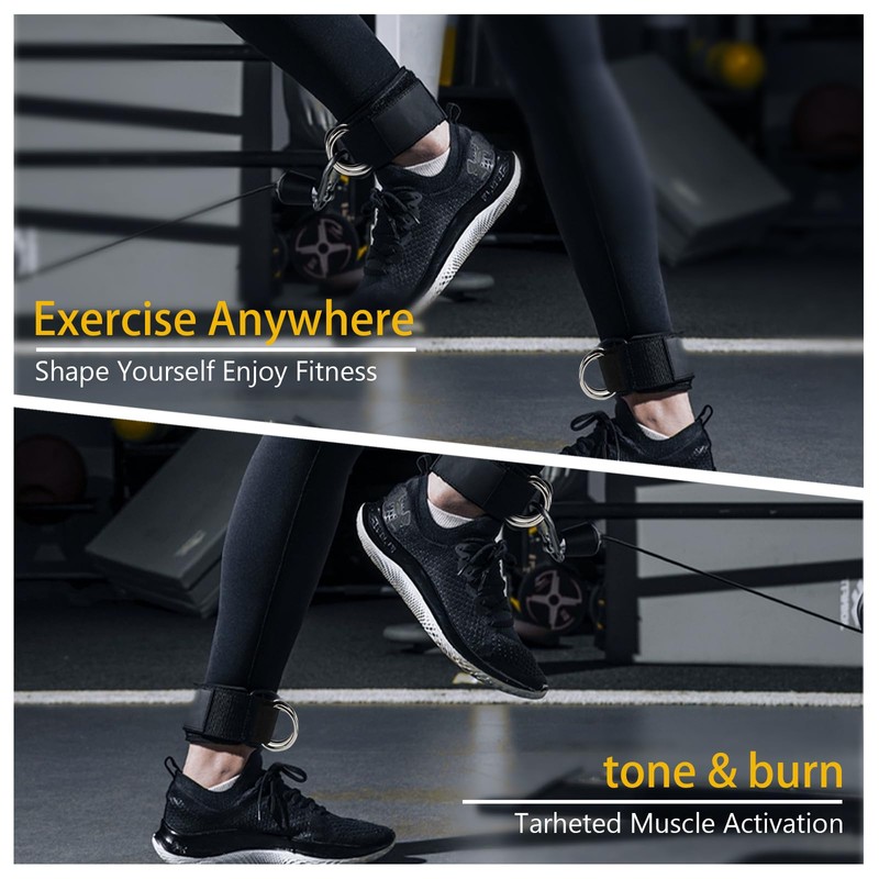 Foot Strap Cable Pull, Strength Training Foot Cuffs with 2