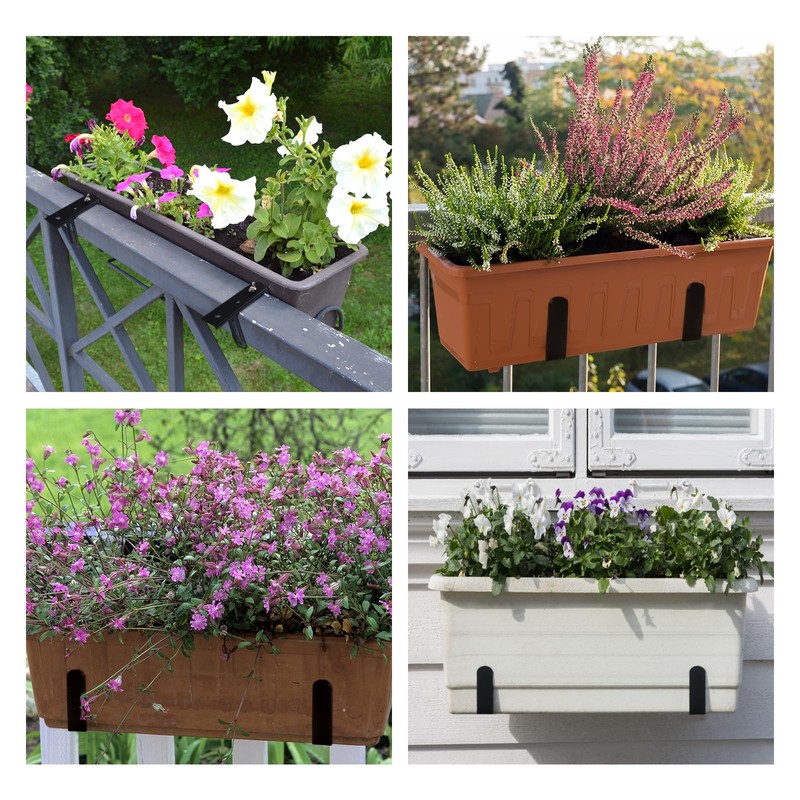 XZWMY 4-Pack Window Box Brackets,Adjustable Planter Box Brackets, Heavy Duty