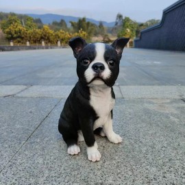 Hi-Line Gift Ltd. Sitting Boston Terrier Dog Garden Statue Yard Lawn Decor Home Ornament