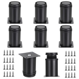 OwnMy 8PCS 3 Inch Stainless Steel Furniture Legs Feets Adjustable Metal Cabinet Desk Legs, Black Round Metal Furniture Risers Coffee Table Replacement Legs Heavy Duty Sofa Legs TV Stand Dresser Legs