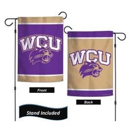 Western Carolina Catamounts Garden Flag Set With Stand, Printed in the USA, 12.5" x 18" College Flag With Three Piece Steel Yard Flag Stand Holder