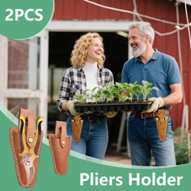 Stuzos 2PCS Leather Sheath for Scissors,Pliers Holder, Garden Pruner Sheath, Belt Holder Pouch Bag, Scissor for Gardening Cover Bag,Orange