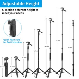QZSD 64" Phone Selfie Stick Tripod - Extendable 3 in 1 Aluminum Cell Phone Tripod Stand with Wireless Remote, Lightweight Phone Holder, Portable Travel Tripod for Phone Camera