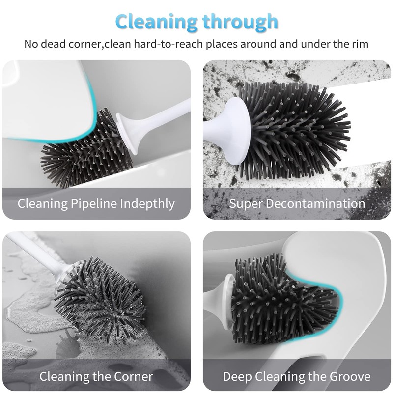 RV Toilet Bowl Brush and Holder, Silicone Toilet Bowl Brush