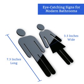 Men and Women Bathroom Signs Decor (Figure Set Black Acrylic) - Bathroom Door Signs - Men Women Restroom Sign - Restroom Signs for Business - Funny Restroom Signs for Door - Unisex Bathroom Sign (Black Acrylic)