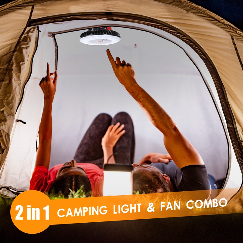 Portable Camping Lantern with Fan Solar USB Rechargeable LED Tent
