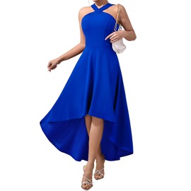DRESSTELLS Woman's Cocktail Dresses Modest 2025 Spring Hi Lo Evening Gowns Dress Formal Wedding Bridesmaid Dresses Royal Blue XL
