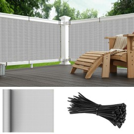 Goleray 2.5'x5' Balcony Privacy Screen Fence Panels Outdoor Deck Shade Fencing, Apartments Railing Cover UV Protection Outside Screen for Patio Porch, Light Gray