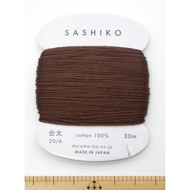 Dharma 01-2410 Sashiko Yarn, Card Roll, COL.218 Dark Brown, Approx. 98.8 ft (30 m)