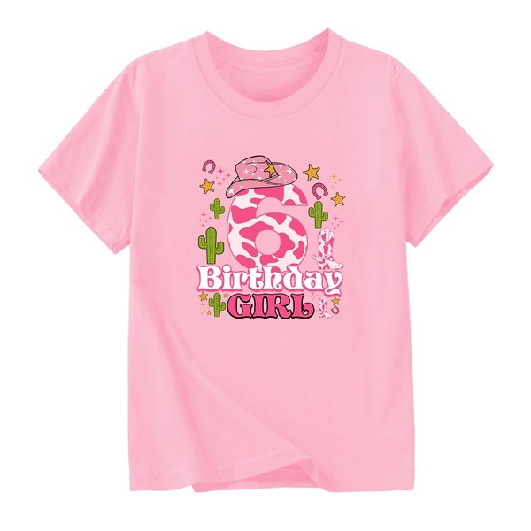 6th Birthday Girl Shirts Rodeo Western Cowgirl Tshirt Kids Sixth