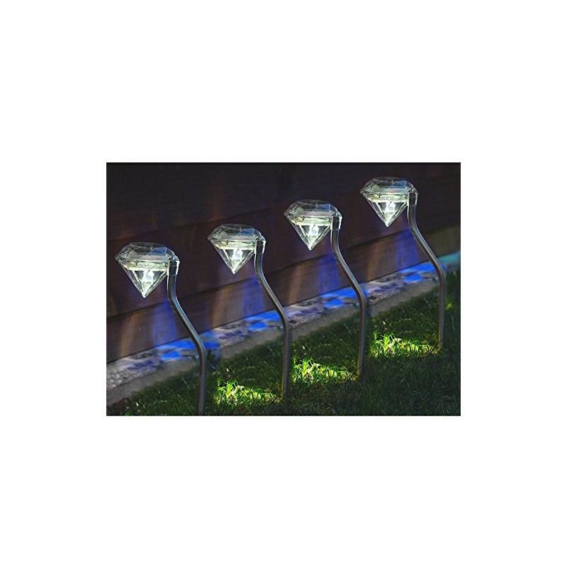 Babz 4 x Stainless Steel Solar Diamond Stake Light -