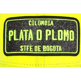 Plata o Plomo Neon Yellow and Rhinestone Black Baseball Cap Unisex, yellow