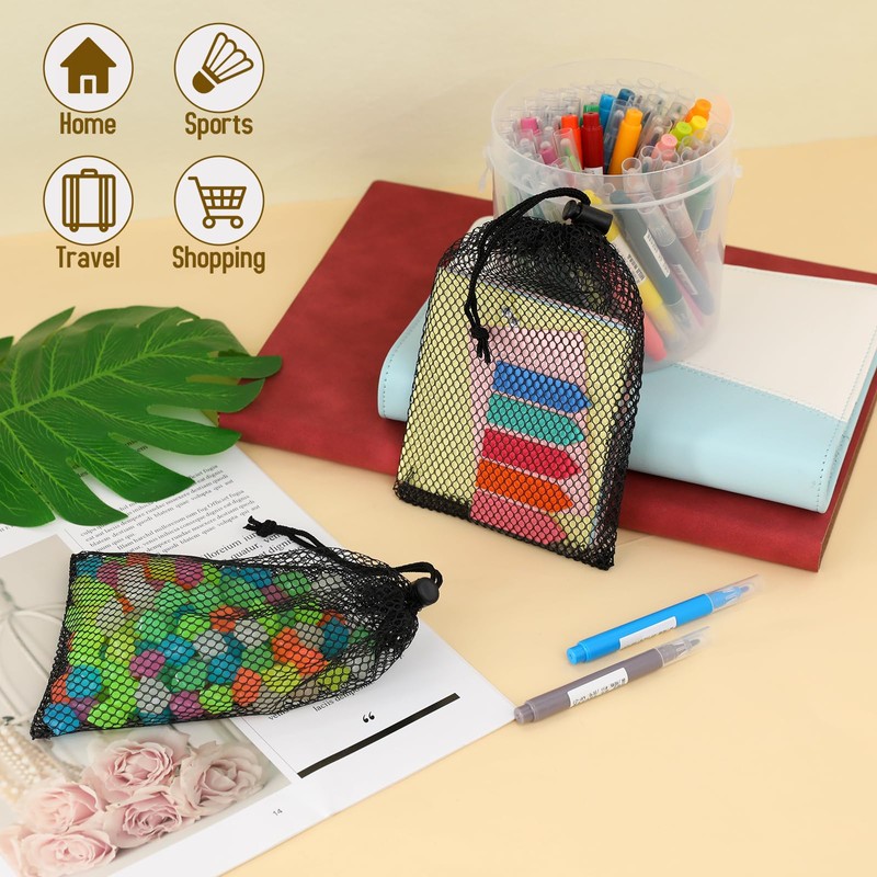 Sliverdew 10PCS Small Mesh Bags Drawstring Black Mesh Drawstring Bag