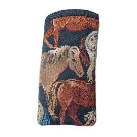 Unbranded  Horse Sunglass Case Eyeglass Embroidered Equestrian Tapestry Padded