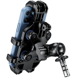 BRCOVAN Motorcycle Fork Stem Phone Mount Holder with Vibration Dampener, Heavy Duty Cellphone Cradle Fit Stem Tubes 12mm-25.4mm in Diameter, Adjustable for 5.4-6.9'' Smartphone