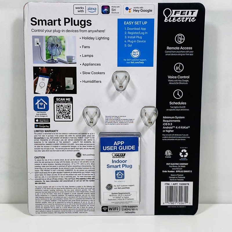 Feit Electric WiFi 15amp Remote Access Voice Control Smart Plugs