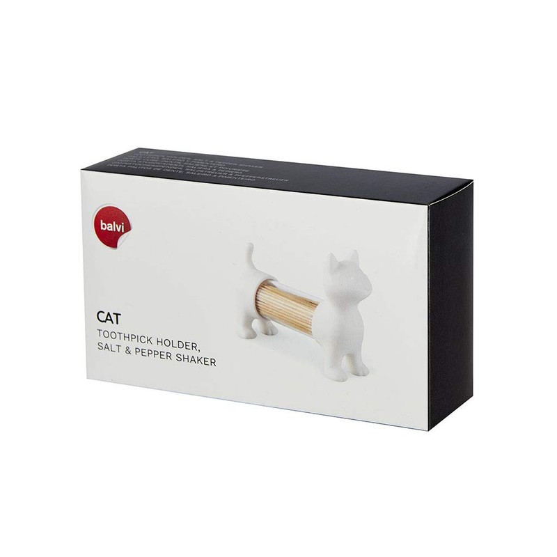 balvi Toothpick Dispenser and Salt and Pepper Shakers CAT White