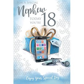 For A Special Nephew 18 18th Today Phone Happy Birthday Card Lovely Verse