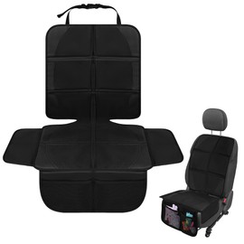 Qirc Car Seat Protector for Child Seats, Waterproof Car Seat Covers for Children, Baby Car Seat Protector with Mesh Pockets and Non-Slip Thick Cushion Cover (Black Line)