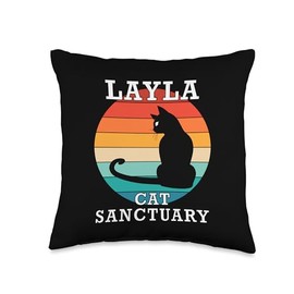 Layla Cat Sanctuary Group Family Reunion Name Throw Pillow