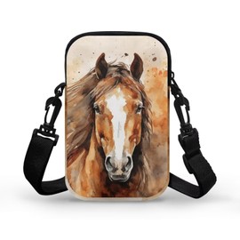 TSOVTHRID Brown Horse Print Unisex Adult Crossbody Bags, Multifunction Cross-Body Bag Travel Phone Purse Wallet Bag