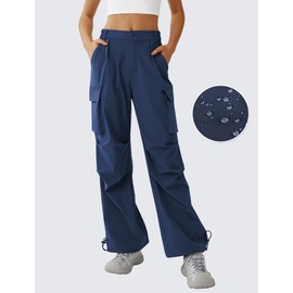 DLOODA Women’s Hiking Pants Wide Leg Cargo Pants Quick Dry Lightweight Water-Resistant Travel Casual Trousers with 4 Pockets Navy
