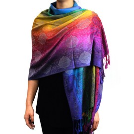 NYFASHION101 Elegant Colorful Paisley Soft Pashmina Scarf Shawl Wrap NBH1401Y - Rainbow 14