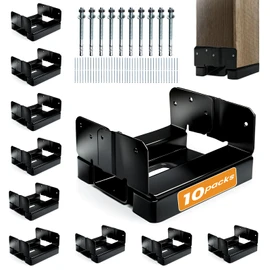 10PCS 6x6 Post Base for Concrete Heavy Duty Black E-Coated 6x6 Post Bracket Anchor Adjustable Base with 1" Standoff for Deck Pergola Patio Gazebo Porch (Included Screws)