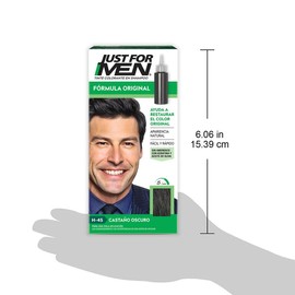 Just For Men, Tinte Colorante En Shampoo, Castaño Oscuro H45, Cabello Con Cor, Cubre Las Canas, Paquete de 3, 66ml