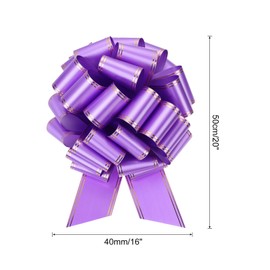 MECCANIXITY 16 Inch Giant Large Pull Bow Big Metallic Car Bows Ribbon with Gold Edge for Wedding Presents Gift Wrapping Christmas, Purple