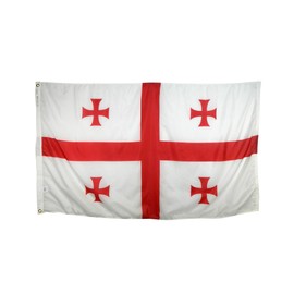 Republic of Georgia Outdoor Flag - Durable All Weather Nylon with Reinforced Fly End Stitching, Georgia Republic International Flag, Made in USA (3x5')